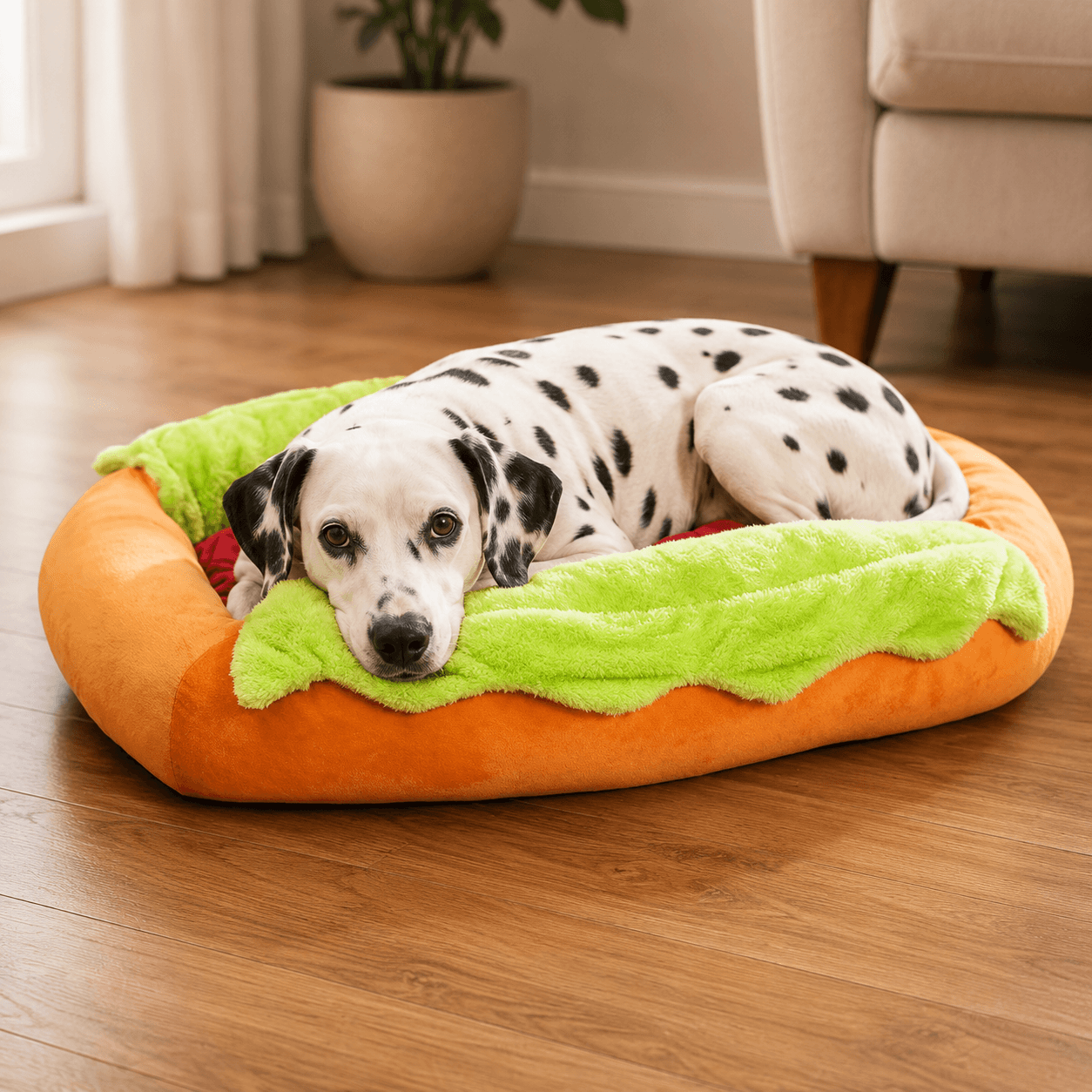 The Viral Hot Dog & Sausage Bun Bed for Small to Medium Dogs