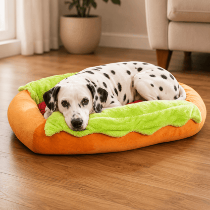The Viral Hot Dog & Sausage Bun Bed for Small to Medium Dogs