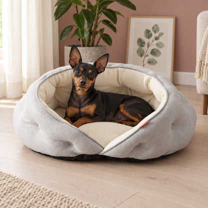 Semi-Enclosed Cosy & Soft Pet Bed with Machine-Washable Materials for Cats & Small Dogs