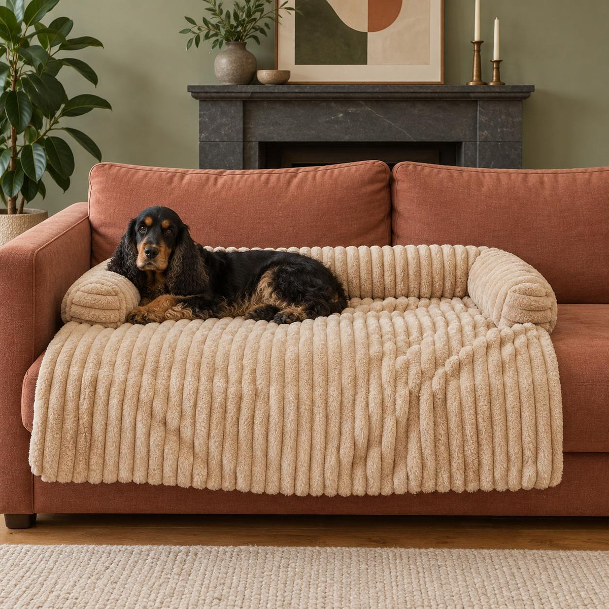 Fluffy and Plush Dog Sofa Bed & Cover with Bolster