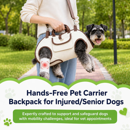 Hands-free pet carrier support infographic