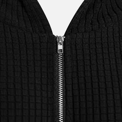Textured cat ear zip hoodie detail