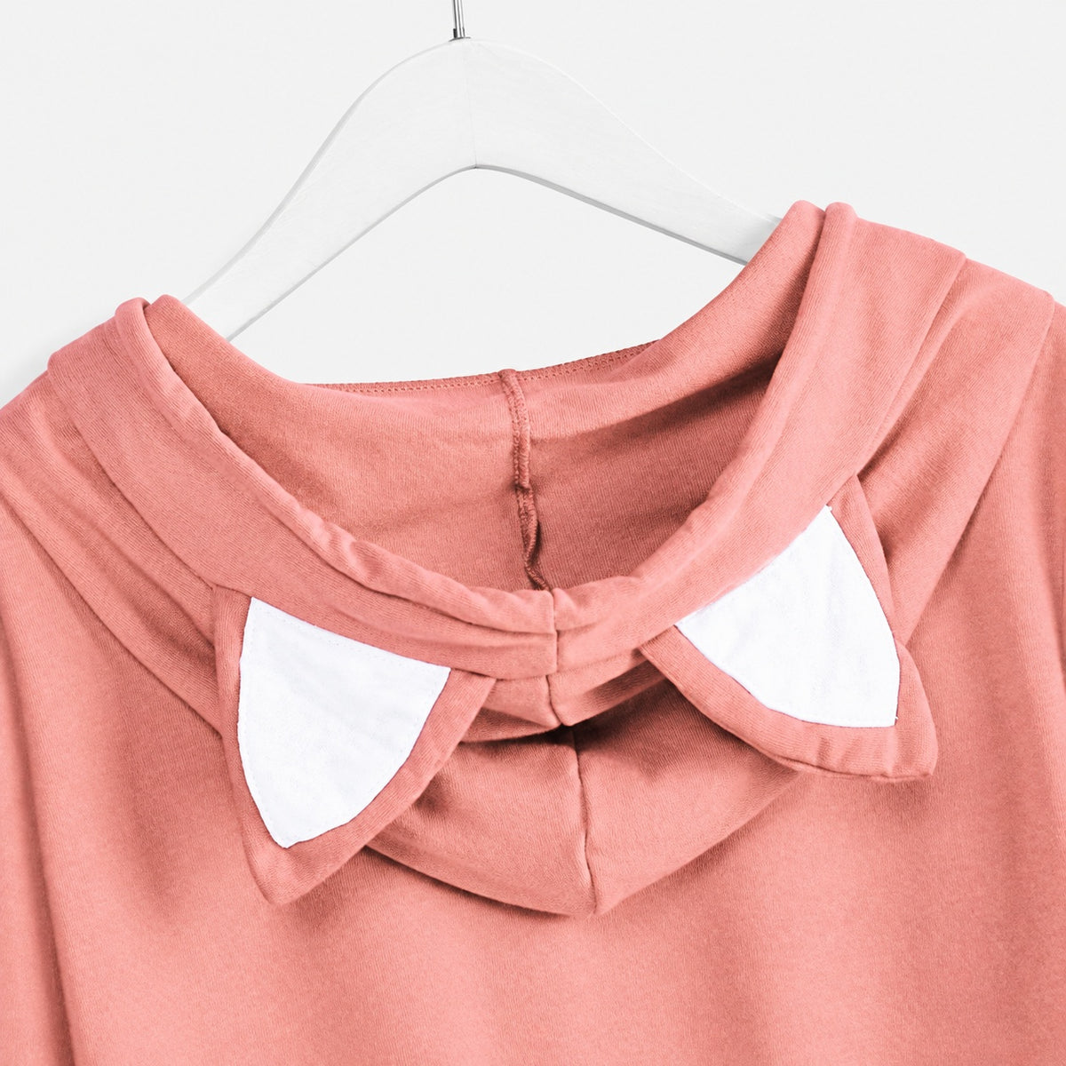 Pink cat ear hoodie hood detail