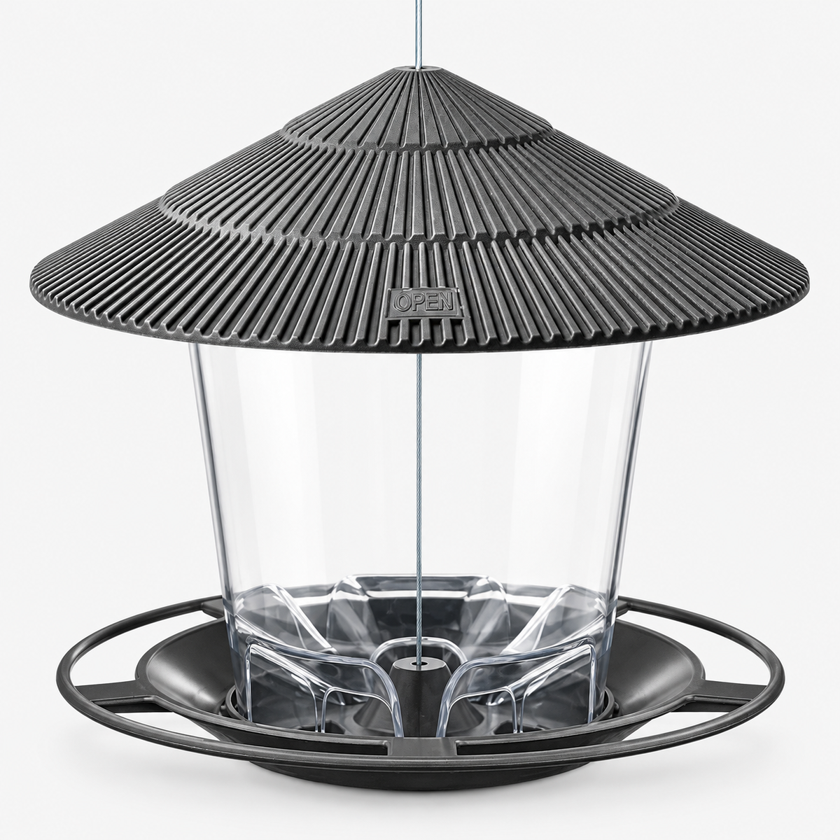 Hanging Plastic Bird Feeder with Clear Seed Compartment, Drainage & Twist-Lock Lid