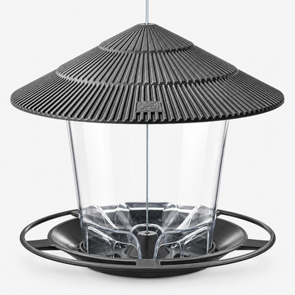 Hanging Plastic Bird Feeder with Clear Seed Compartment, Drainage & Twist-Lock Lid