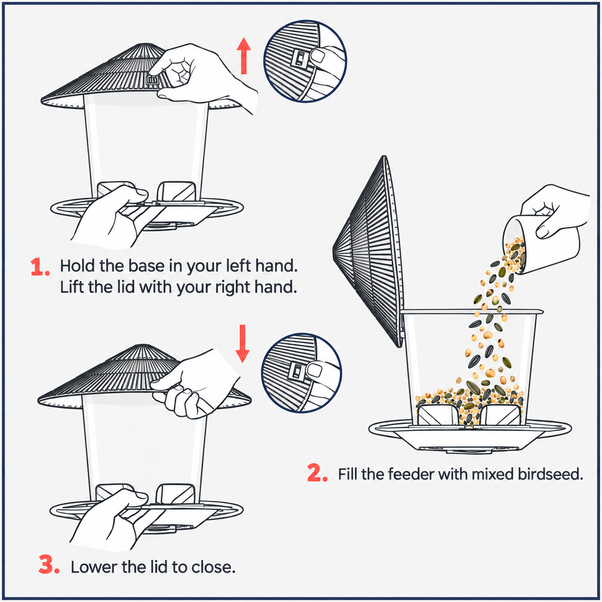 Hanging Plastic Bird Feeder with Clear Seed Compartment, Drainage & Twist-Lock Lid