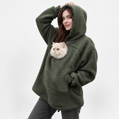 Cosy Winter Pet Carrier Hoodie with Large Pocket and Peeping Hole for Cats and Small Dogs