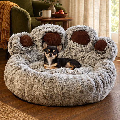 Plush & Cosy Dog Paw Shaped Doughnut Bed