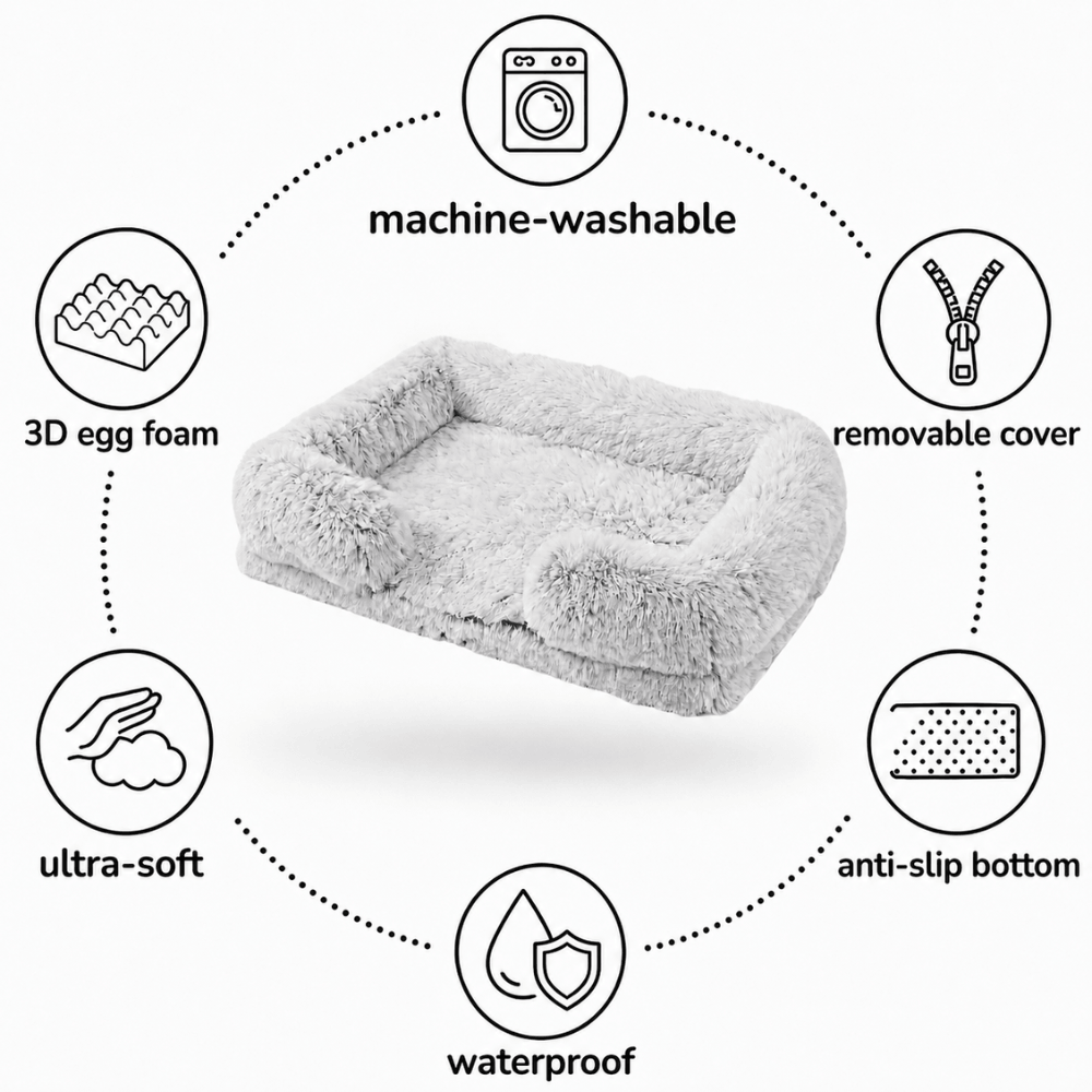 Orthopaedic Plush Bolster Dog Bed
