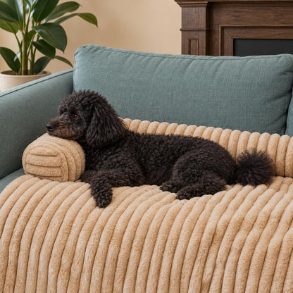 Fluffy and Plush Dog Sofa Bed & Cover with Bolster