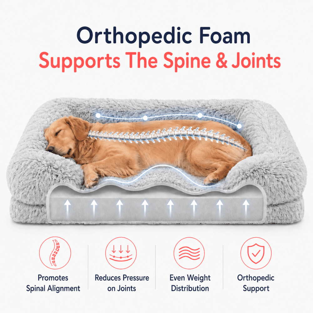 Orthopaedic Plush Bolster Dog Bed