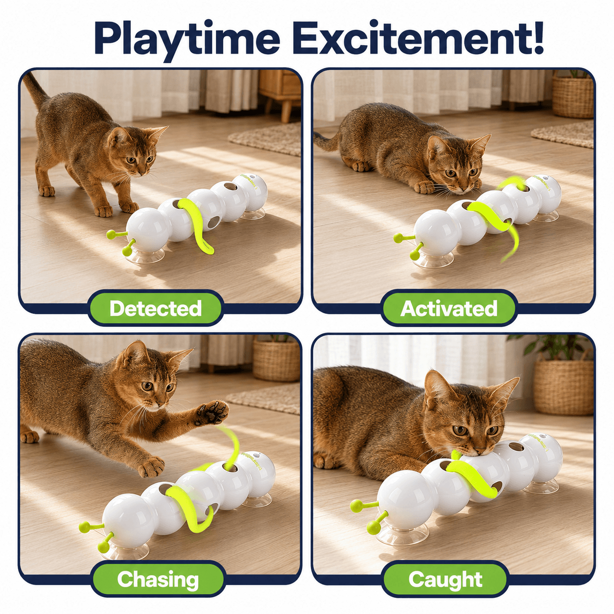 Cat Fun & Automatic Caterpillar Interactive Toy for Indoor Self-Play