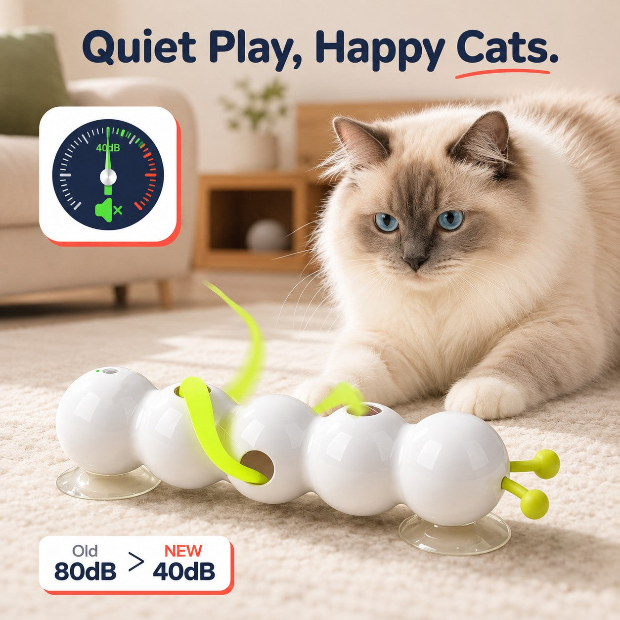 Cat Fun & Automatic Caterpillar Interactive Toy for Indoor Self-Play