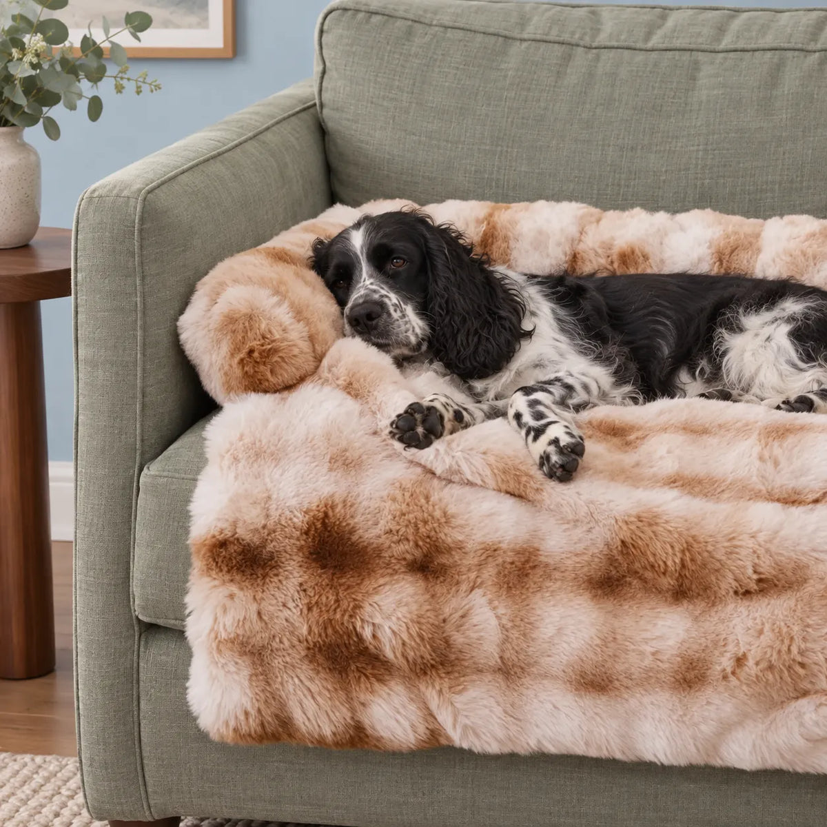 Fluffy and Calming Dog Sofa Bed & Bolster Cover
