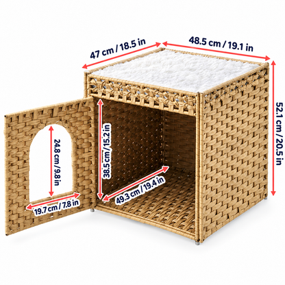 Hand-Woven Indoor Cat Cave House Bed with Double Resting Spots