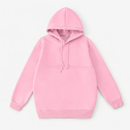 Pink pet pouch sweatshirt laid flat
