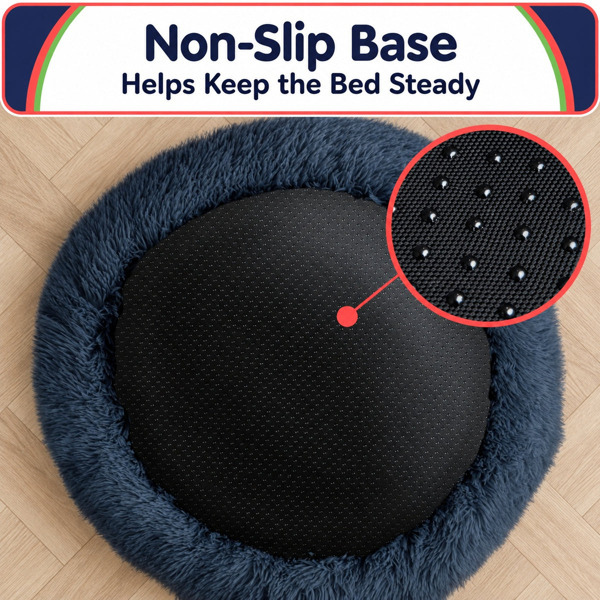 Plush dog bed features