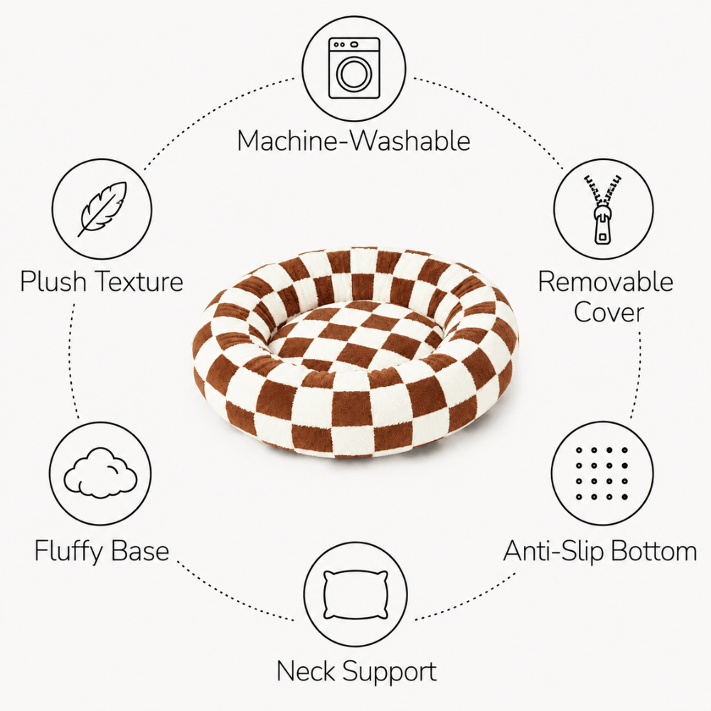 Fluffy Plush Doughnut Pet Bed