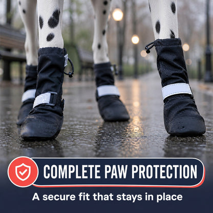 Complete paw protection with black dog boots