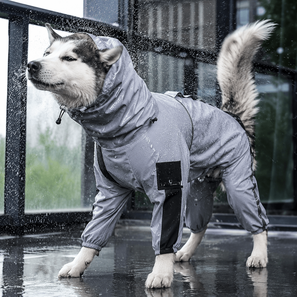 Reflective Waterproof Dog Raincoat Jacket for Winter & Rain