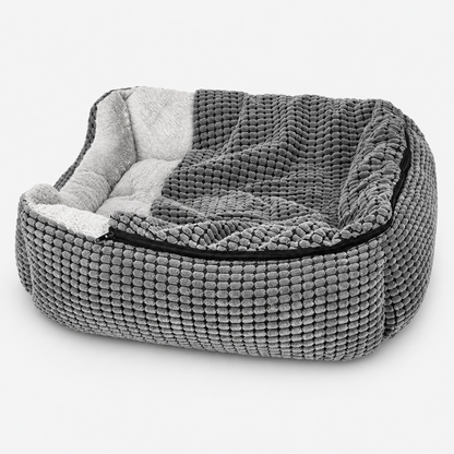 Fluffy Burrow Cave Pet Bed with Blanket and Bolsters for Dogs & Cats
