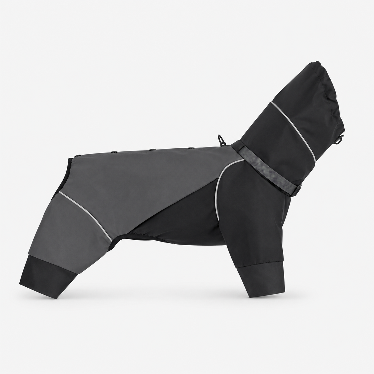 Waterproof Reflective Dog Raincoat Jacket with Adjustable Hood Built-In D-Ring & Hook and Loop Fastening