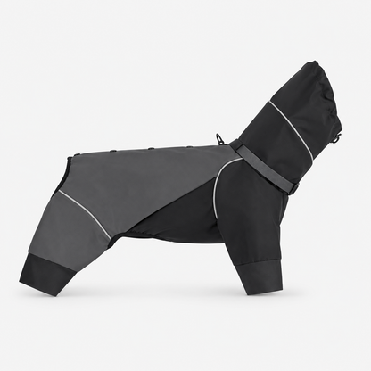 Waterproof Reflective Dog Raincoat Jacket with Adjustable Hood Built-In D-Ring & Hook and Loop Fastening