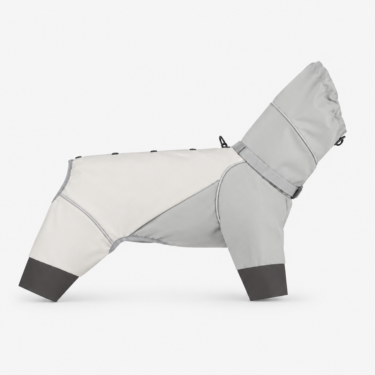 Waterproof Reflective Dog Raincoat Jacket with Adjustable Hood Built-In D-Ring & Hook and Loop Fastening