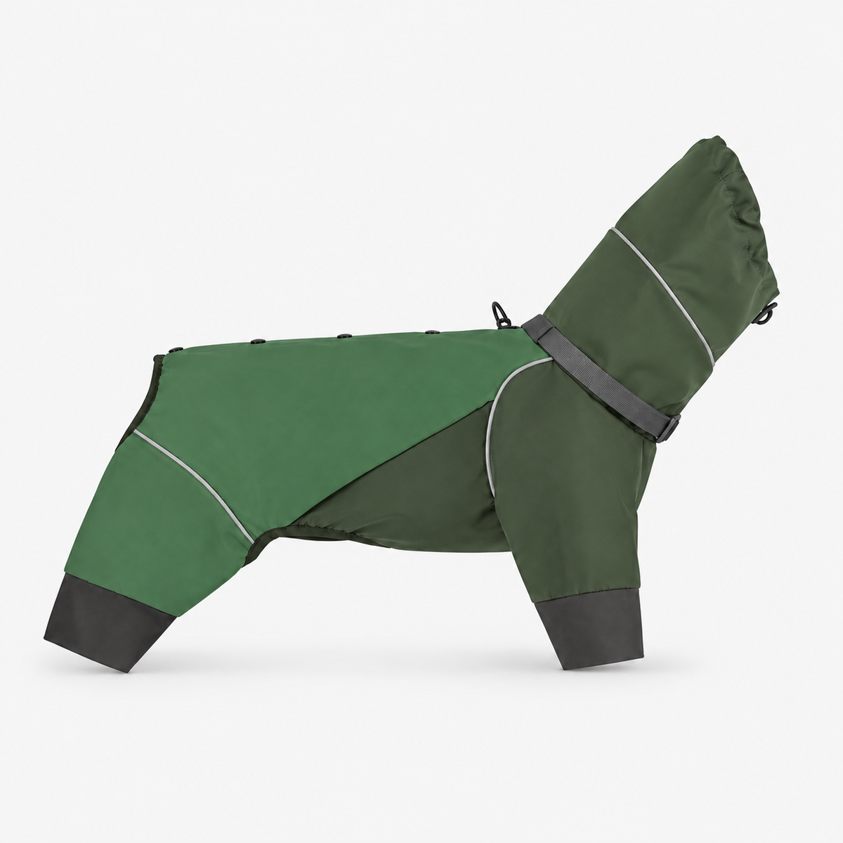 Waterproof Reflective Dog Raincoat Jacket with Adjustable Hood Built-In D-Ring & Hook and Loop Fastening