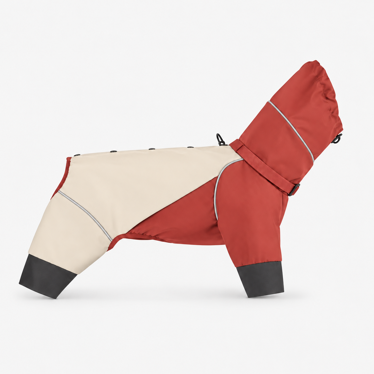 Waterproof Reflective Dog Raincoat Jacket with Adjustable Hood Built-In D-Ring & Hook and Loop Fastening