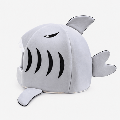 2-In-1 Plush Foldable Shark Pet Bed for Small Dogs & Cats