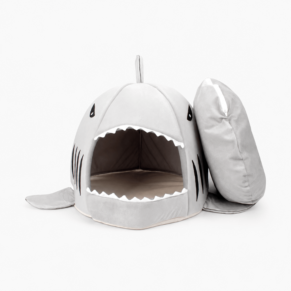 2-In-1 Plush Foldable Shark Pet Bed for Small Dogs & Cats
