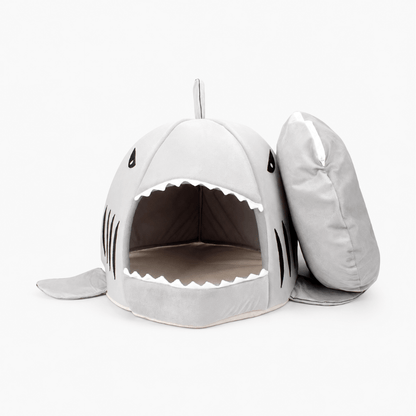 2-In-1 Plush Foldable Shark Pet Bed for Small Dogs & Cats