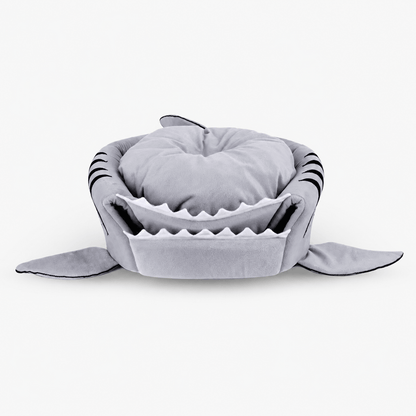 2-In-1 Plush Foldable Shark Pet Bed for Small Dogs & Cats