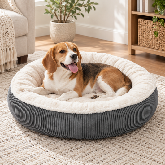 Dog Plush & Warm Nest Doughnut Bed