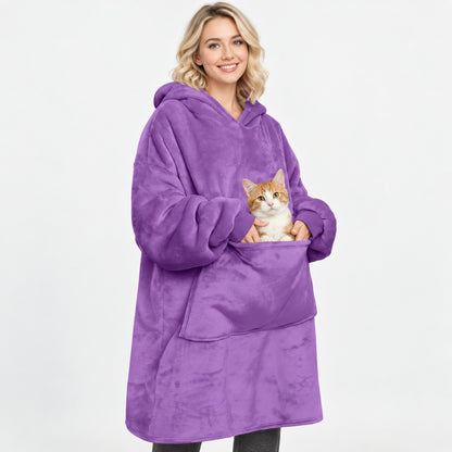 Cosy Pet Carrier Hoodie Blanket with Giant Pocket for Tiny Dogs & Cats