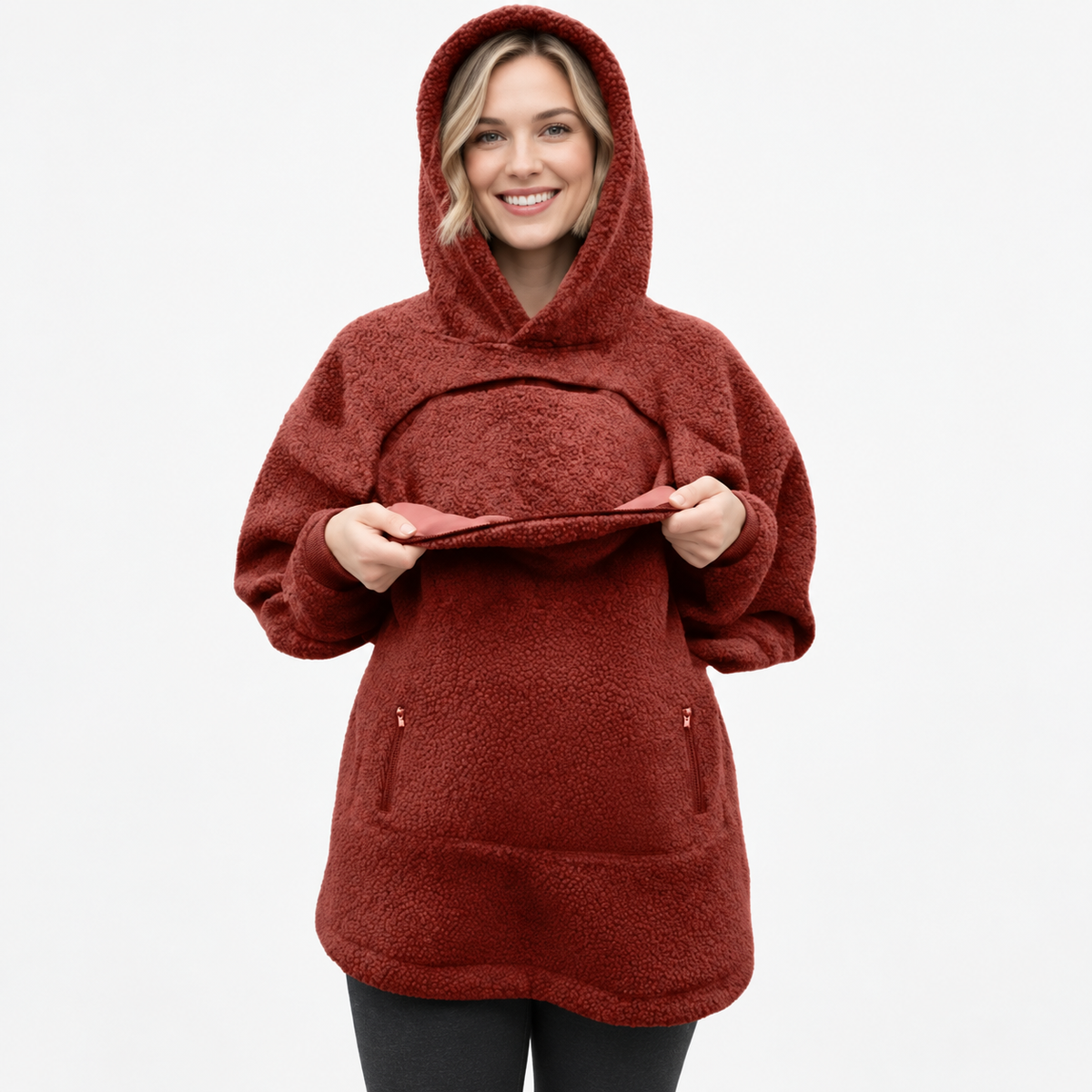 Cosy Winter Pet Carrier Hoodie with Large Pocket and Peeping Hole for Cats and Small Dogs