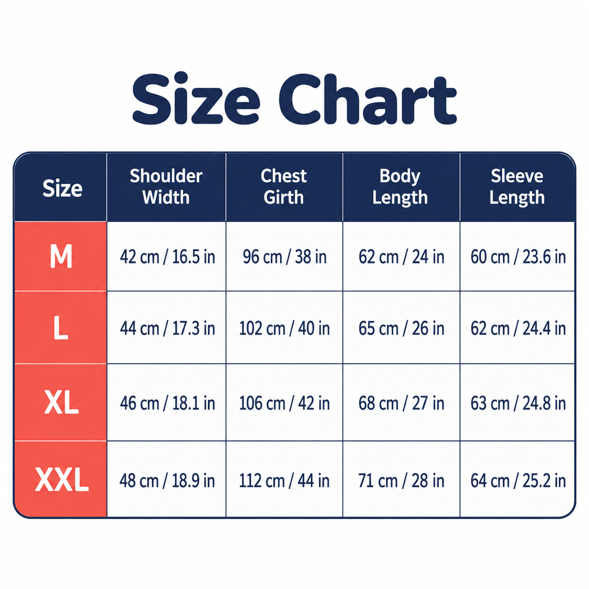 Size chart for Japanese Cute Cat Backyard Sweater And Hoodie