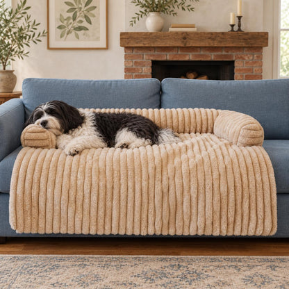 Fluffy and Plush Dog Sofa Bed & Cover with Bolster