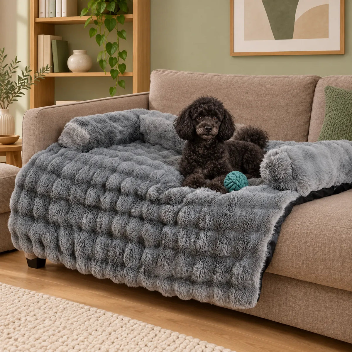 Fluffy and Calming Dog Sofa Bed & Bolster Cover