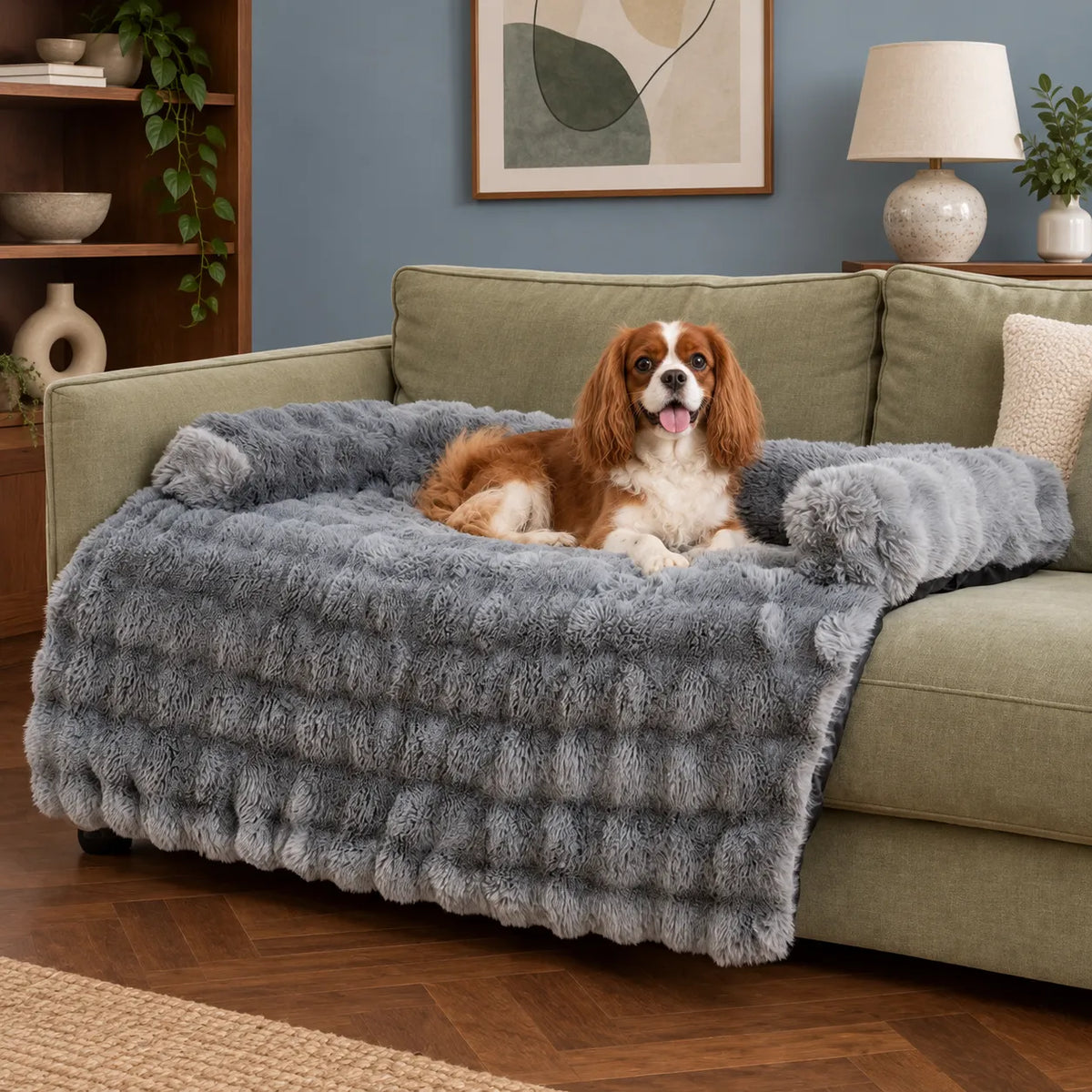 Fluffy and Calming Dog Sofa Bed & Bolster Cover