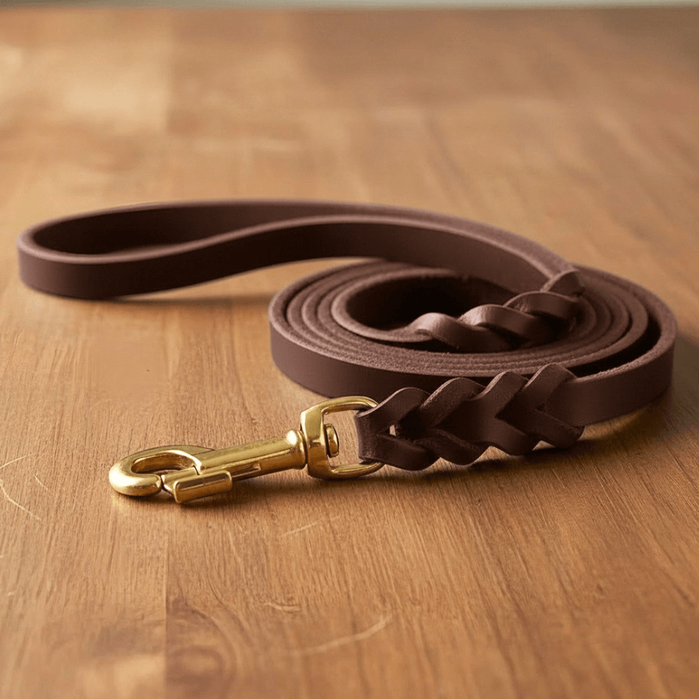 Genuine Leather Dog Collar & Lead Set