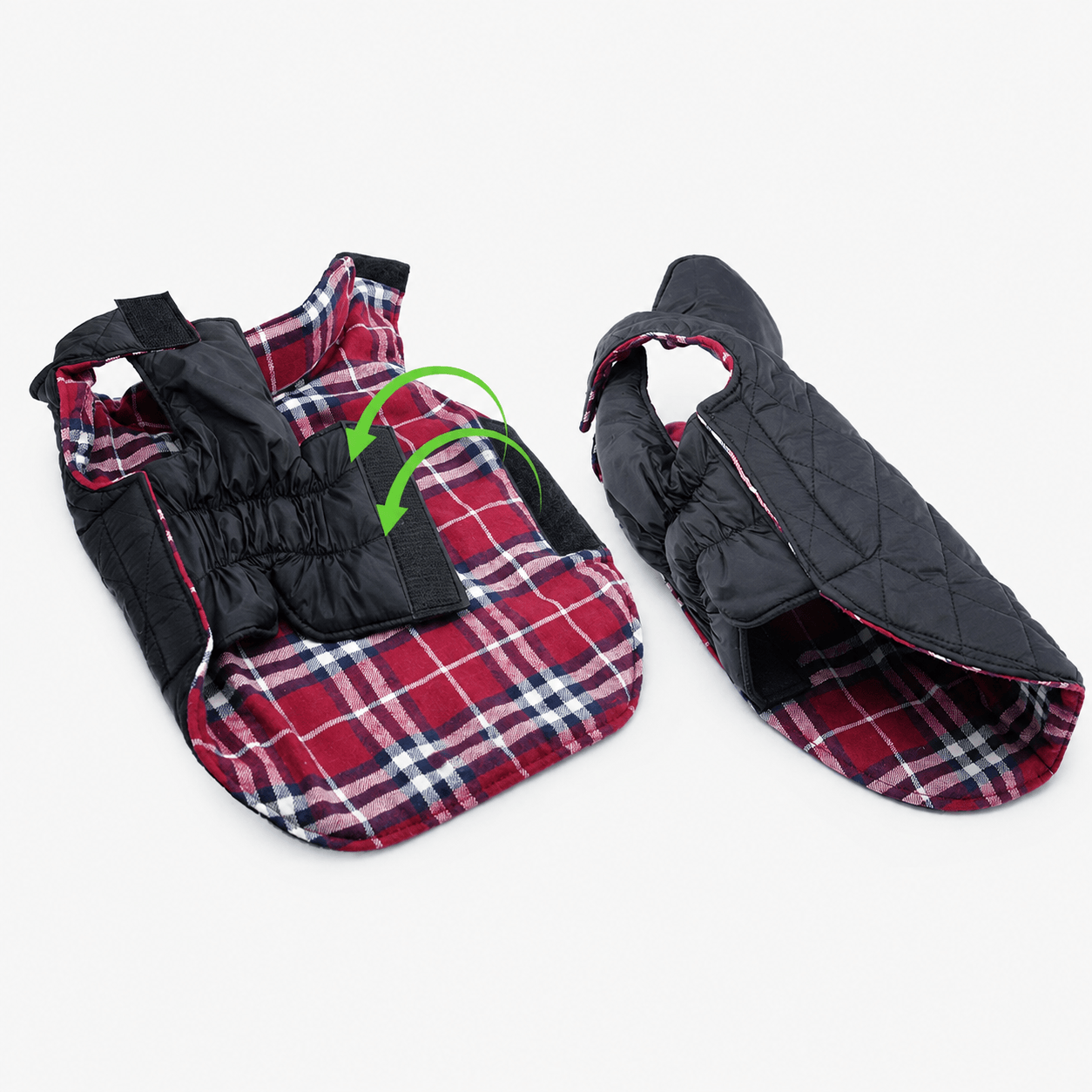 Plaid Reversible Cozy Dog Coat with Lead Opening