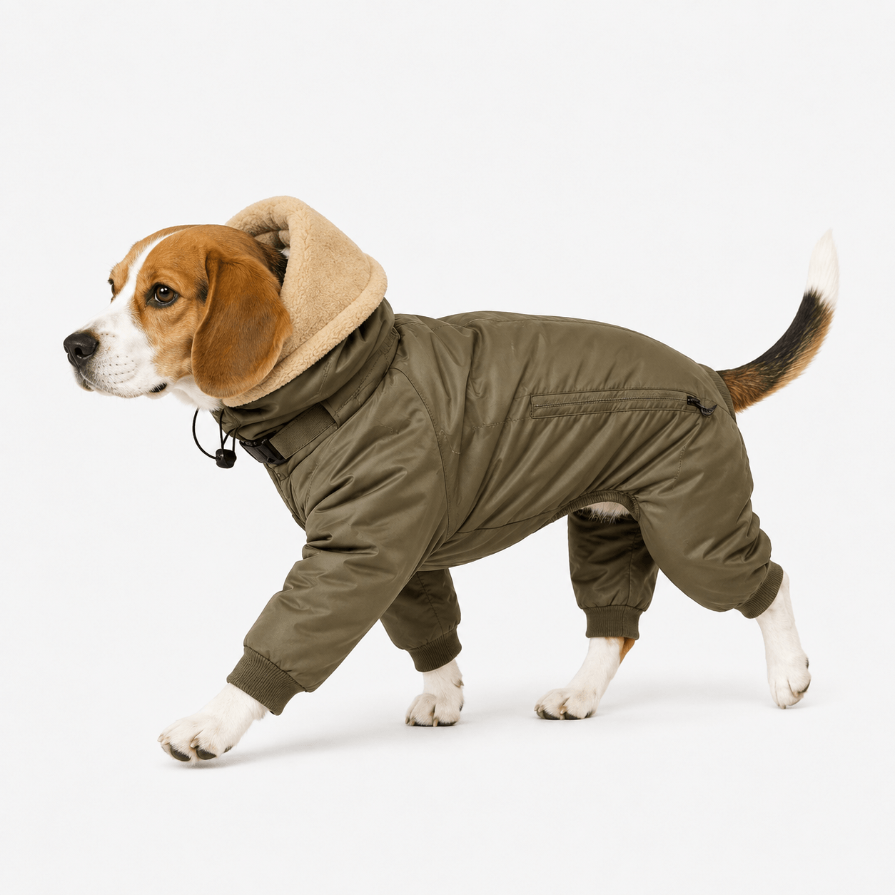 Army Green Waterproof Fleece Lined Warm Dog Coat