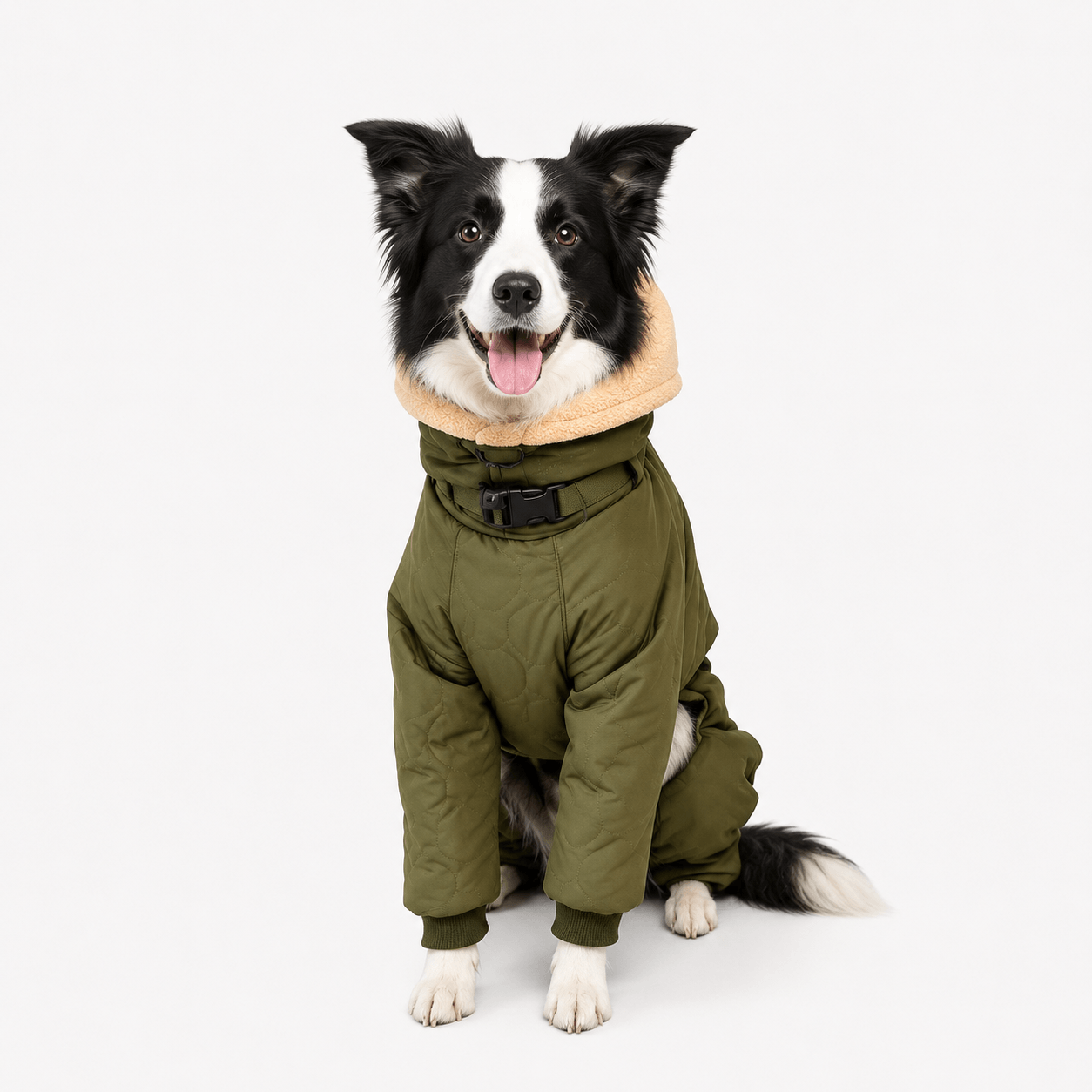 Army Green Waterproof Fleece Lined Warm Dog Coat