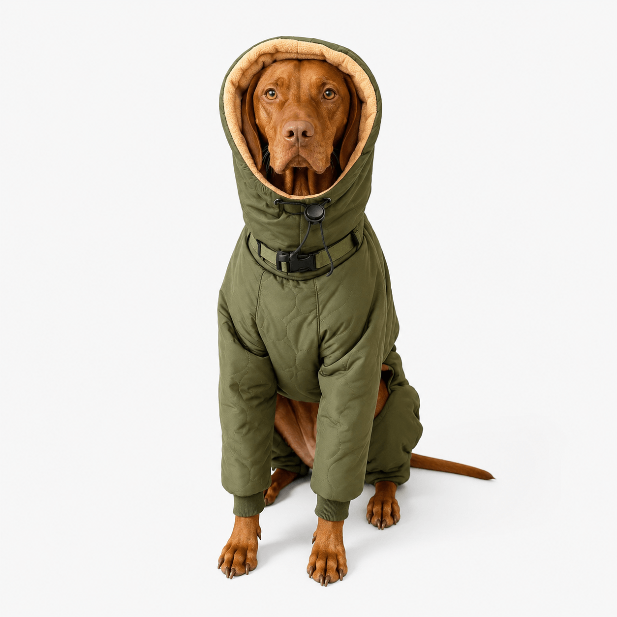 Army Green Waterproof Fleece Lined Warm Dog Coat