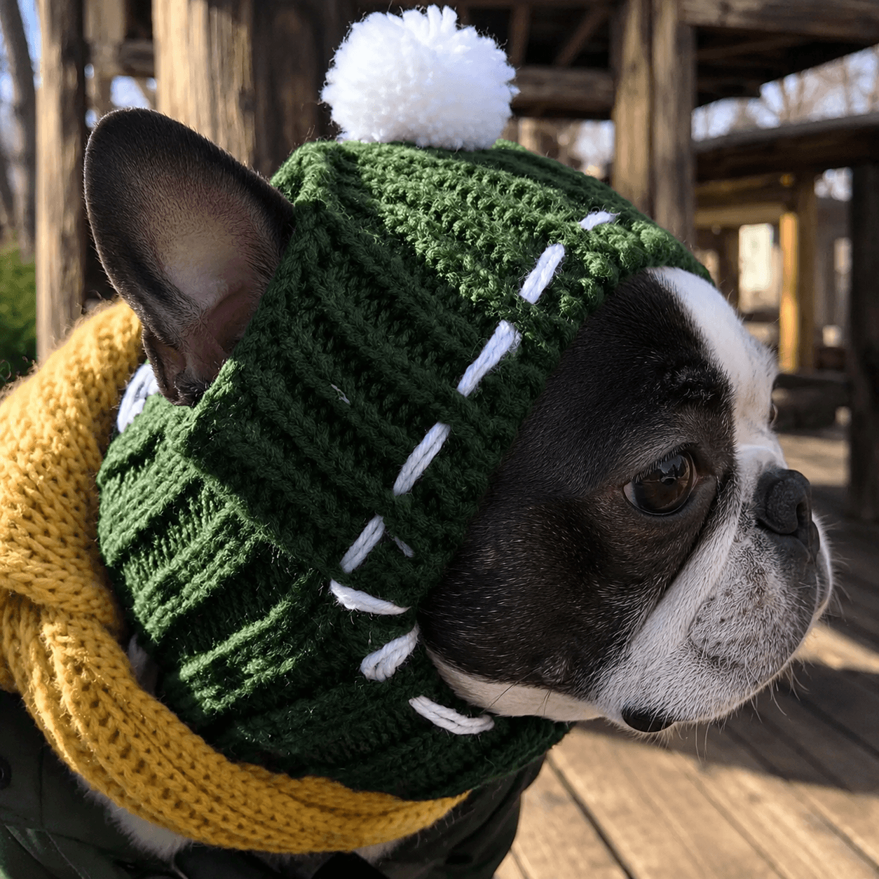 One-Size Christmas Knitted Dog Beanie for Winter