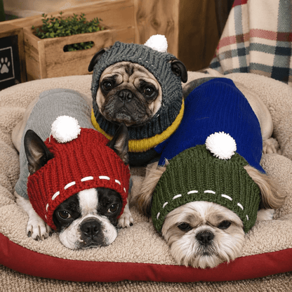 One-Size Christmas Knitted Dog Beanie for Winter