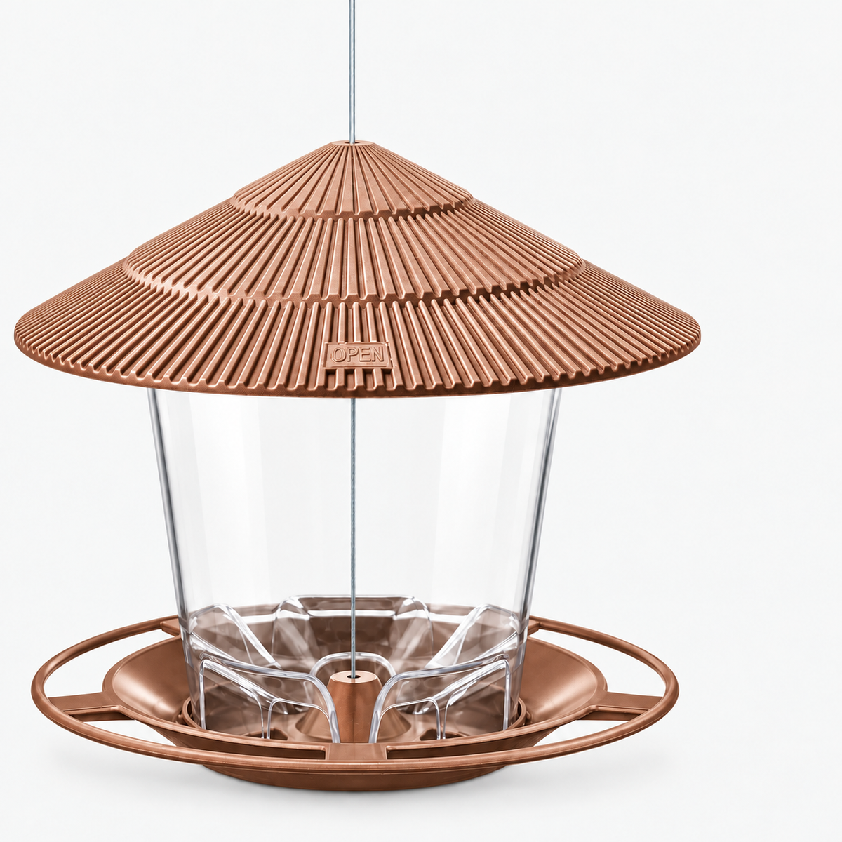 Hanging Plastic Bird Feeder with Clear Seed Compartment, Drainage & Twist-Lock Lid