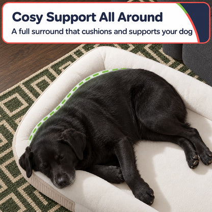 Full surround cushions the resting dog